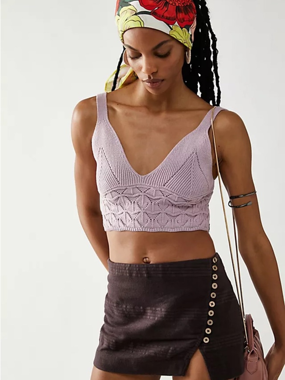 Free People Lavender Knit Cropped Bralette